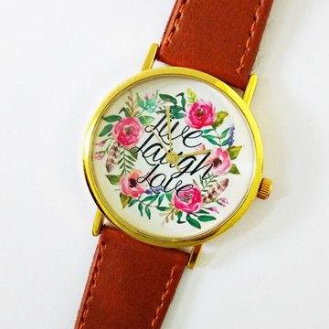 Live Laugh Love Floral Watch , Vintage Style..