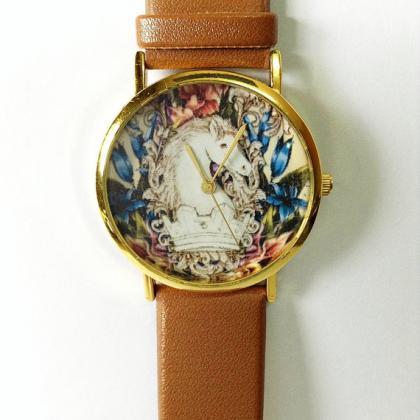 Vintage Horse Watch , Vintage Style Leather Watch,..